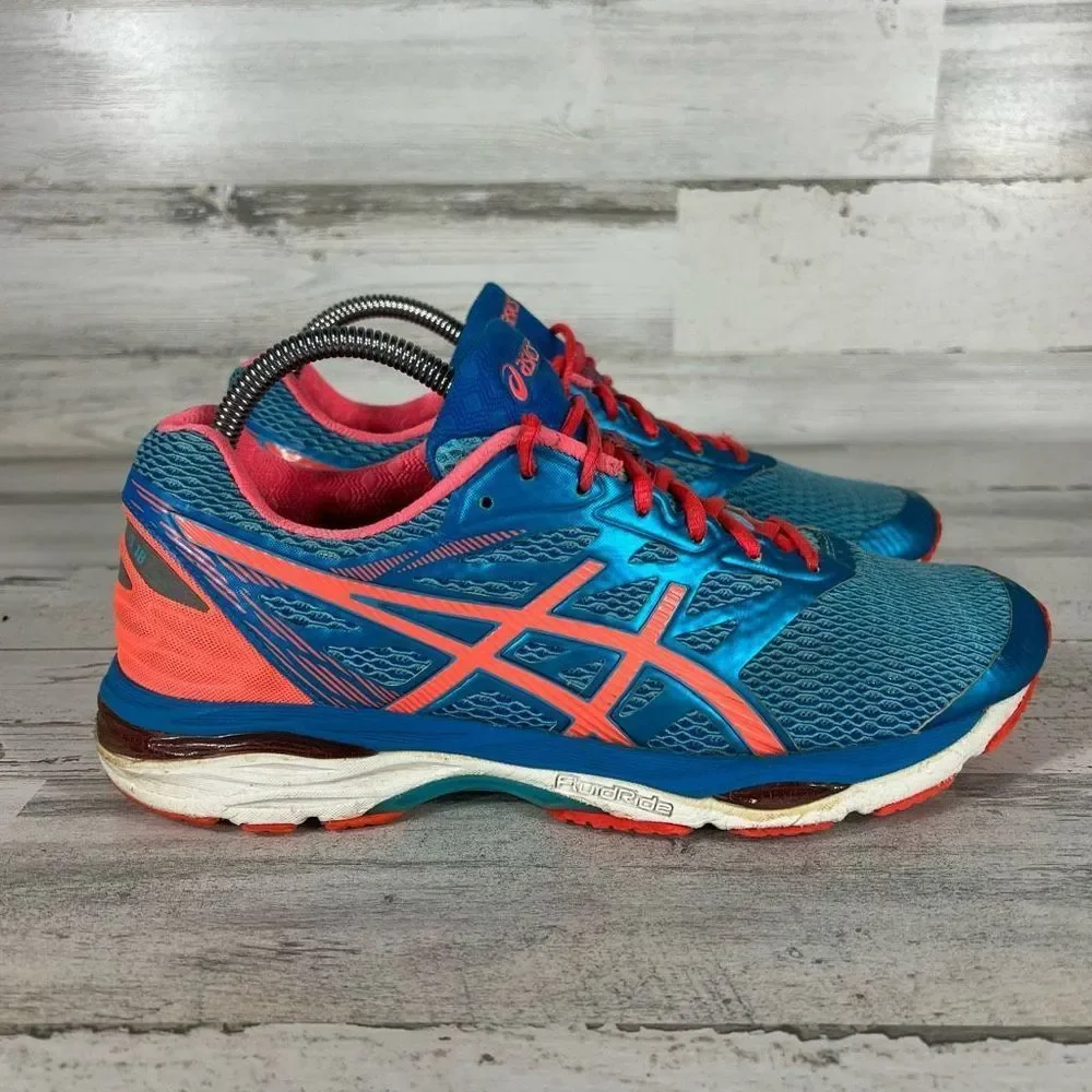 Asics GEL-Cumulus 18 Metallic Blue Orange Running Shoes Women's Size 9.5